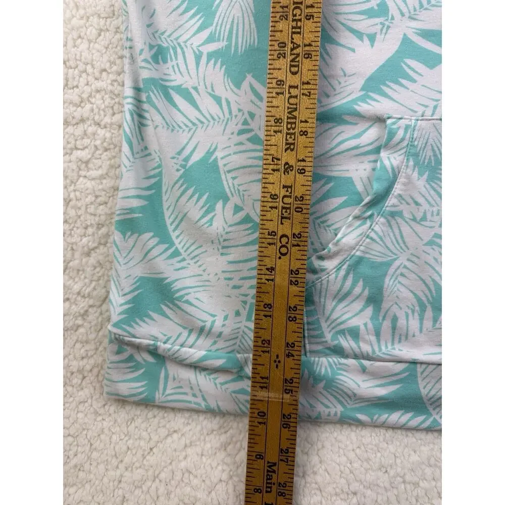 Belle Beach by Kim Gravel French Terry Short Sleeve Hoodie Light Aqua Palm XL - Picture 9 of 12